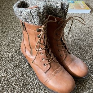 brown combat boots